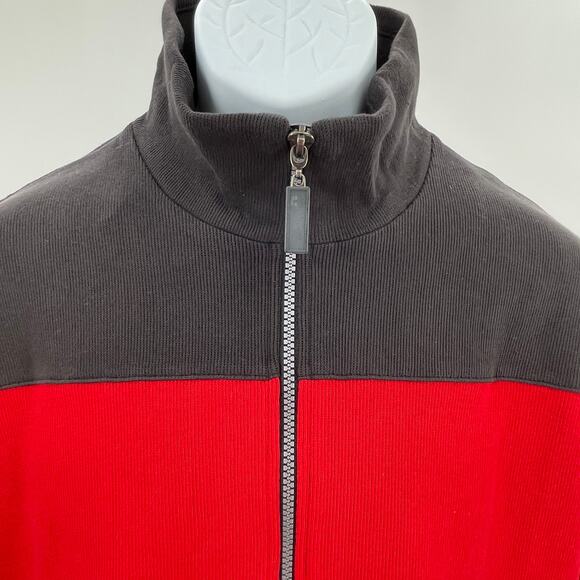 Marlboro Unlimited Gear Red Black Colorblock 1/2 Zip Cotton Knit Jacket XXL NWT - Picture 4 of 8